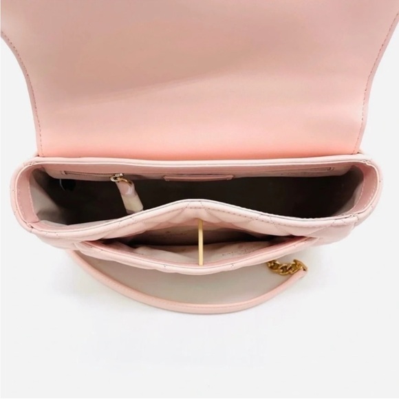 Kate Spade Carey Small Quilted Flap Shoulder Crossbody Bag Light Pink/ Gold - Picture 8 of 10